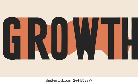 Bold letters display growth concept over orange backdrop representing progress