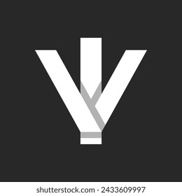 Bold letters VI or IV initials logo design resembling with 3D ribbons typography element, two letters I and V combination, paper cut material mockup.