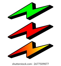 Kräftiger Blitz in lebendigen Farben, perfekt für Energie, Leistung, Geschwindigkeit und Spielgrafiken