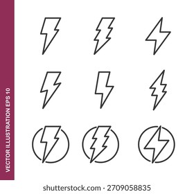 Iconos de línea de relámpago audaz - Mini icono de la serie de colección