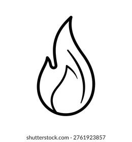 Bold line art flame icon representing energy and passion. Clean, minimalist design ideal for website graphics, marketing materials, or as a powerful symbol of activation. Perfect for tech, business, or creative industries.