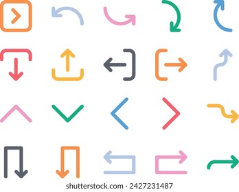 Bold line color icons set for Arrow.
