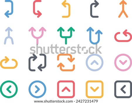 Bold line color icons set for Arrow.