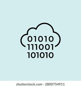A bold line icon of a cloud containing binary code (0101), representing AI data storage and cloud computing.
