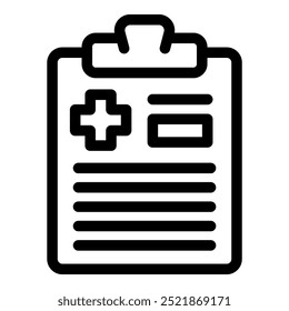 Bold line icon of a medical report, representing healthcare and diagnosis