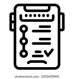 Bold line icon representing a completed checklist on a clipboard, perfect for projects requiring organization and task management