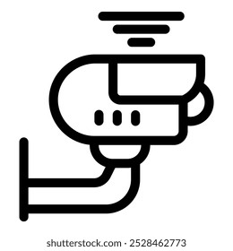 Ícone de linha em negrito de uma câmera de segurança que transmite um sinal, perfeito para representar sistemas de vigilância doméstica