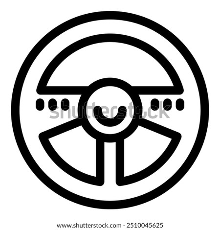 Bold line icon of a steering wheel, representing driving and automotive concepts