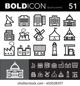 Bold line icons ,Architecture  set.Illustration eps 10