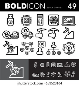 Bold line icons ,Bitcoin set.Illustration eps 10