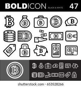 Bold line icons ,Bitcoin set.Illustration eps 10