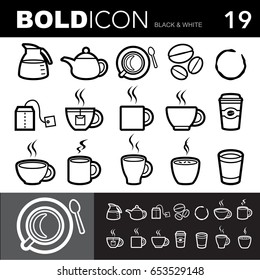 Bold line icons ,Coffee and Tea  set.Illustration eps 10