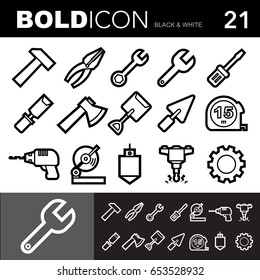 Bold line icons ,Construction tool  set.Illustration eps 10