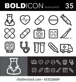 Bold line icons ,Hospital set.Illustration eps 10