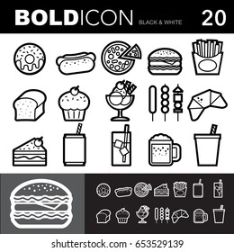 Bold line icons ,Junk food set.Illustration eps 10