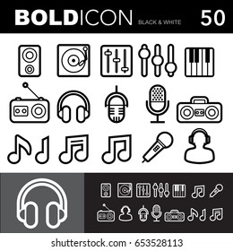 Bold line icons ,Music set.Illustration eps 10