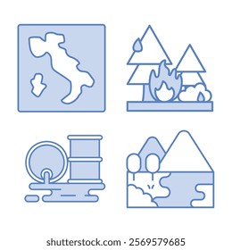 Bold Line Icons for Natural Environment and Climate Disaster