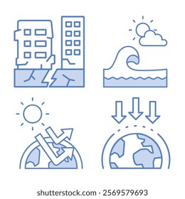 Bold Line Icons for Natural Environment and Climate Disaster