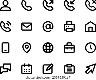 Bold line icons set for Contact.