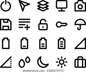 Bold line icons set for User interface.