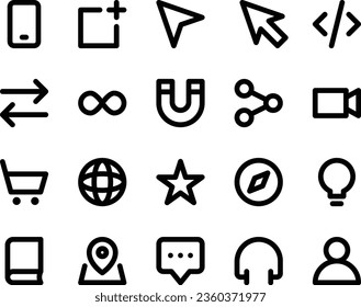 Bold line icons set for User interface.