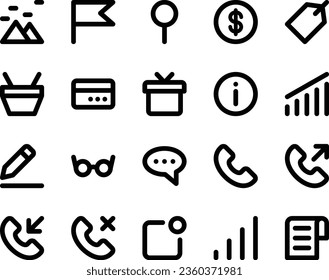 Bold line icons set for User interface.