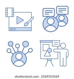 Bold Line Icons for Social Media and Business Marketing