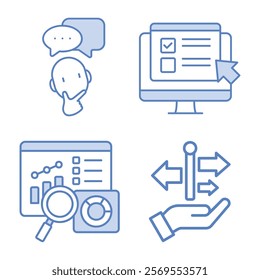 Bold Line Icons for Social Media and Business Marketing