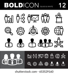Bold line icons , Teamwork set.Illustration eps 10