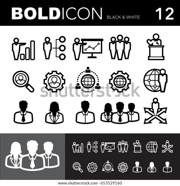 Bold Line Icons Teamwork Setillustration Eps Stock Vector (Royalty Free ...