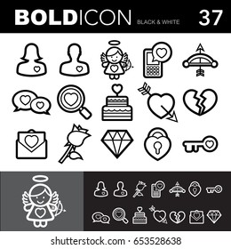Bold line icons ,Valentine  set.Illustration eps 10