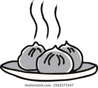 Bold Line Illustration of Dumplings. Simple and modern design. Hand-drawn dumplings with bold outlines in vector art.