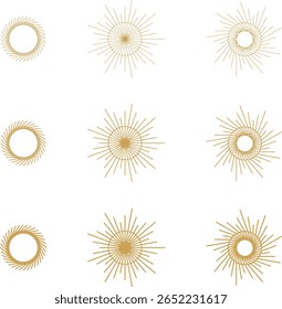 A bold line radiating circle icon set perfect for accent decoration.