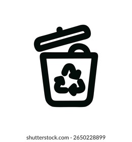 Bold Line Recycle Bin with Open Lid Simple Symbol Icon Design