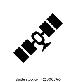 Bold line satellite icon like global internet. concept of global finance trade business and artificial earth sputnik. linear trend modern satelite logotype graphic lineart art design isolated on white