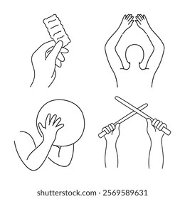 Bold Line and White Line Doodle of Athletic Sports Activities