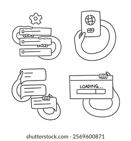 Bold Line and White Line Doodle of Data and Statistical Analysis