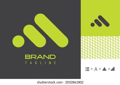 Bold lines logo using 3 lines for business, creative agency and sports brands including patter with the meaning of favicon, menu icon, reveal icon, letter A, M, W, human figure, triangle and steps