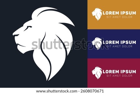 Bold Lion Face Icon in Black and White
