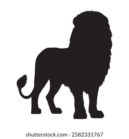 Bold Lion Silhouette Vector Template - Lion Silhouette - Lion Vector - Lion Illustration 
