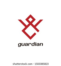 Bold logo design of absctract human or guardian - EPS10 - Vector.