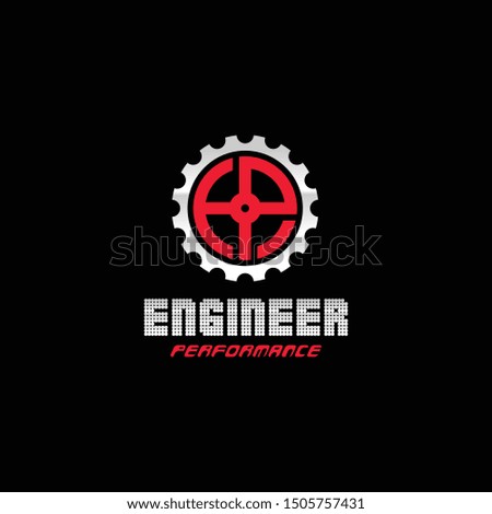 Bold logo design of letter E and P with industrial background - EPS10 - Vector.