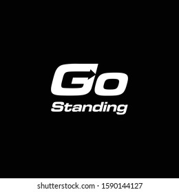 Bold logo design of letter G and arrow on black background colurs, sport industry - EPS10 - Vector.