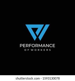 Bold logo design of letter P and W with black background - EPS10 - Vector.