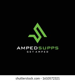 Bold logo design of letter AS and triangle with black background - EPS10 - Vector.