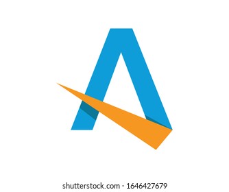 A bold logo for Initial Letter A with a swoosh in blue and orange color logo
