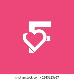 bold logo template heart love letter F