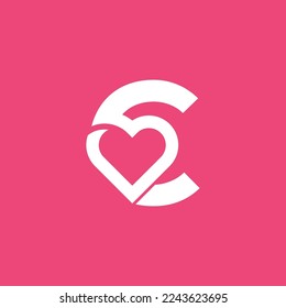 bold logo template heart love letter C