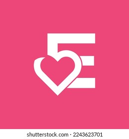 bold logo template heart love letter E