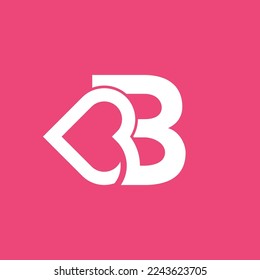 bold logo template heart love letter B